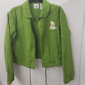 Disney Green Jean Cargo Jacket with Winnie The Pooh Bear Patch. Size M